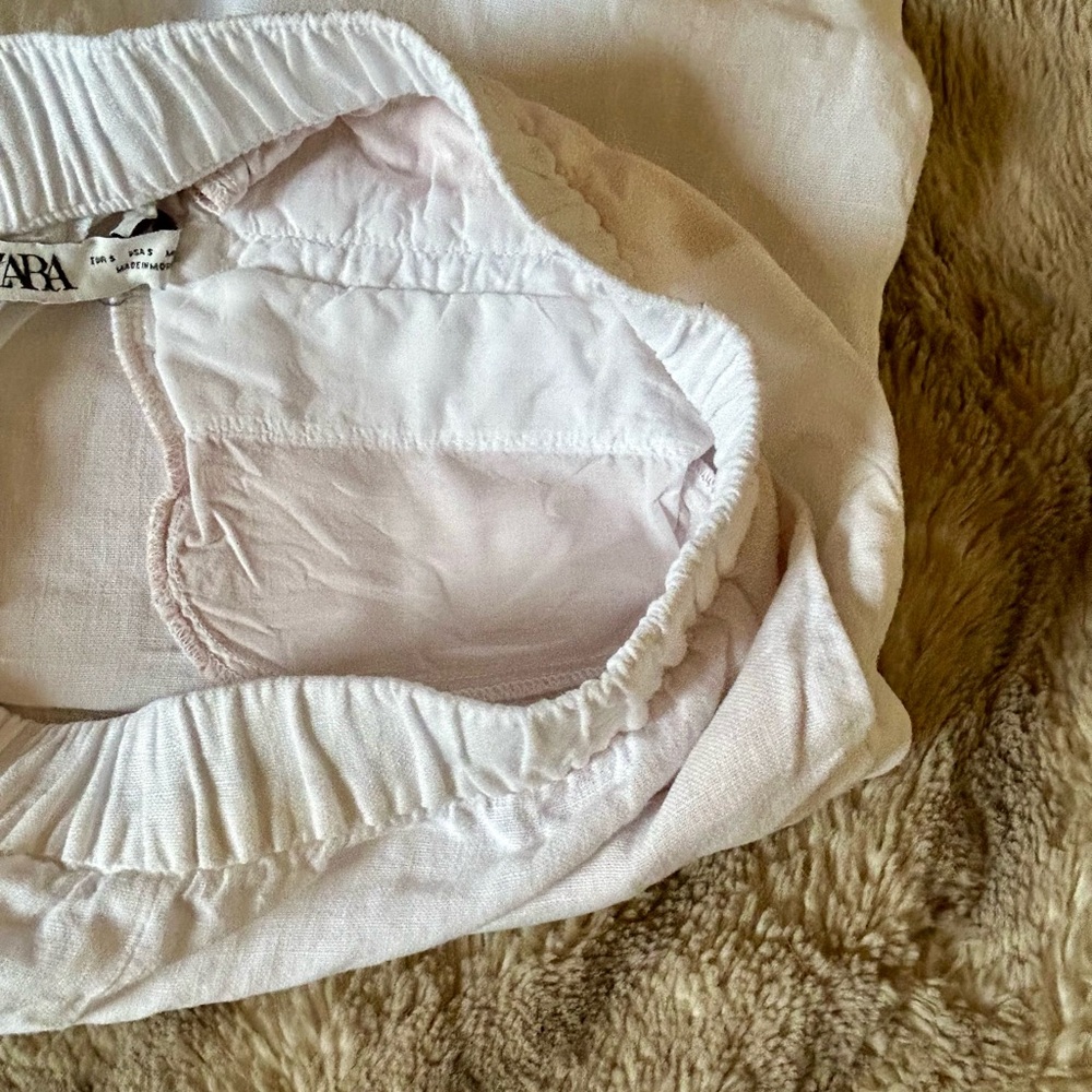 ZARA Classic Bright White Linen Pants - Picture 5 of 7